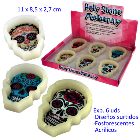 1T. Expositor con 6 ceniceros acrílicos fosforescentes