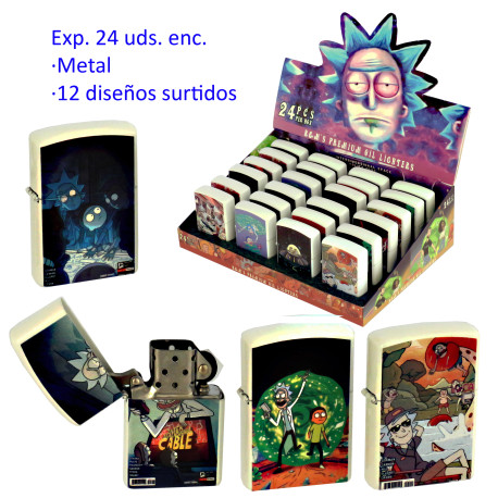 1T. Expositor con 24 encendedores gasolina «Rick & Morty»