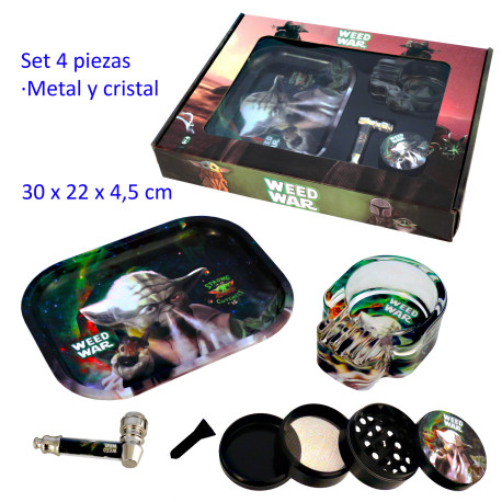 1T. Set con pipa, grinder, bandeja y cenicero