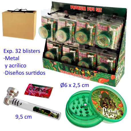 1T. Expositor con 32 sets pipa y grinder