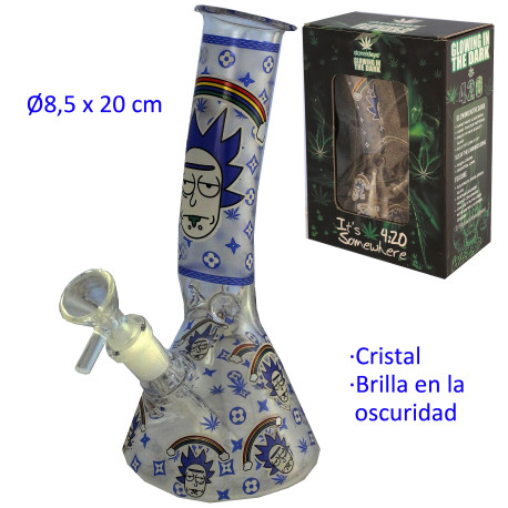 1T. 20 cm Bong de cristal brilla en la oscuridad