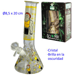 1T. 20 cm Bong de cristal brilla en la oscuridad