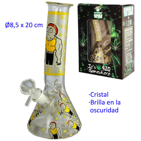 1T. 20 cm Bong de cristal brilla en la oscuridad