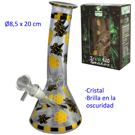 1T. 20 cm Bong de cristal brilla en la oscuridad