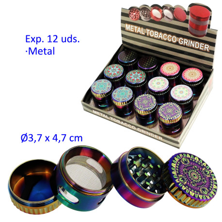 1T. Ø3,7 cm. Expositor con 12 grinders de metal
