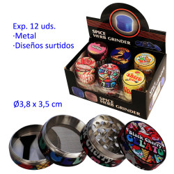 1T. Ø3,8 cm. Expositor con 12 grinders de metal