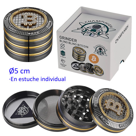 3T. Ø5 cm. grinder aluminio «CHAMP-HIGH» Bitcoin