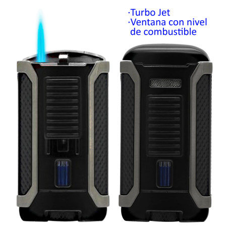 3T. Encendedor turbo jet «COLIBRI Apex II» negro con ventana de combustible