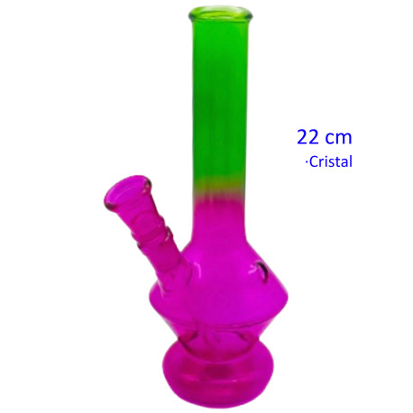 3T. 22 cm Bong de cristal verde y lila