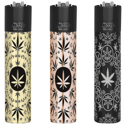 4T. «Clipper» «WEED PATTERN 6» Exp. 12 encendedores con estuche de metal