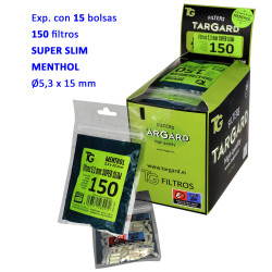 1T. 150 filtros «SUPERSLIM MENTHOL 5,3 mm.» Exp.con 15 bolsas Tar Gard
