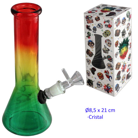 1T. 21 cm Bong de cristal «Rasta»