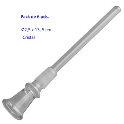 3T. Pack de 6 Pipas Chillum de cristal 13,5 cm.
