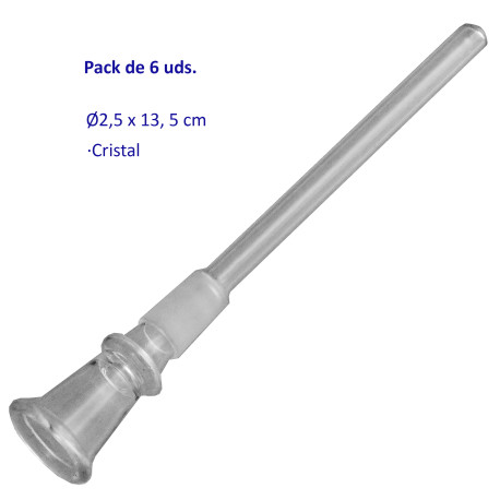 3T. Pack de 6 Pipas Chillum de cristal 13,5 cm.