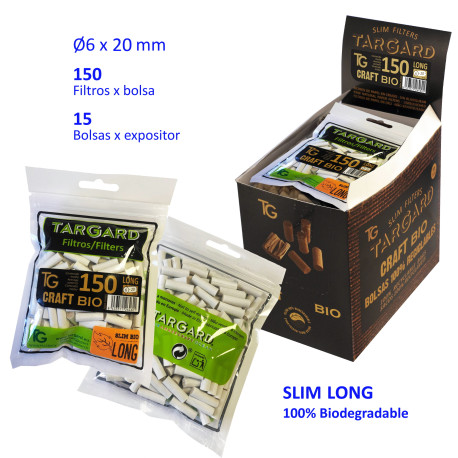 5T. 150 filtros «Slim BIO CRAFT LONG 6 mm.» TarGard Exp. con 15 bolsas