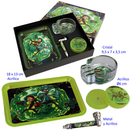 1T. Set con pipa, grinder Ø 6 cm., cenicero y bandeja