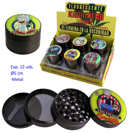 1T. Ø 5 cm. Expositor con 12 trituradores (grinders) «Kañamero» 4 partes