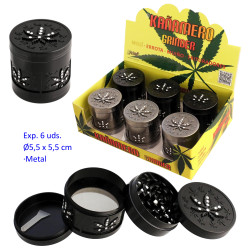 1T. Ø 5,5 cm. Expositor con 6 trituradores (grinders) «Kañamero» 4 partes