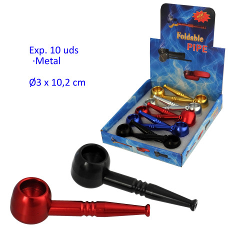 1T. Expositor con 10 pipas de metal 10,2 cm. colores surtidos