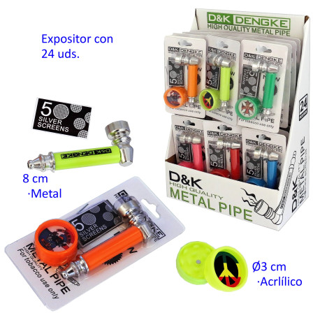1T. Expositor con 24 blisters  de pipa y grinder con rejillas