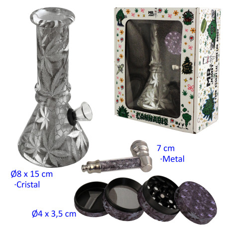 5T. Set con bong, grinder y pipa