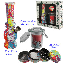 1T. Set con bong, grinder y bote