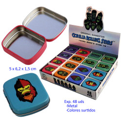 1T. Expositor con 48 cajas de metal 5 x 6,2 x 1,5 cm