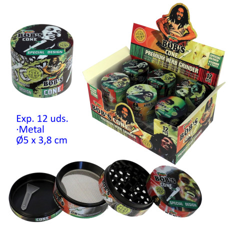 1T. Ø5 cm. Expositor con 12 grinder metálicos 4 partes
