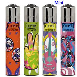 4T. Mini «Clipper» «HIPPIE EMBLEMS» Exp. 48 encendedores