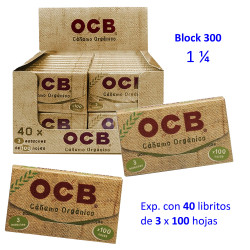 4T. «OCB» orgánico Block 300 Expositor con 40 estuches de 3 x 100 hojas 1 1/4