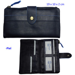 3T. Billetero señora Azul marino de piel