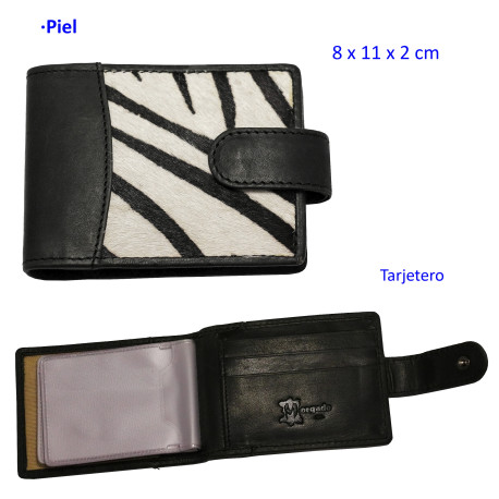 3T. Tarjetero de piel/pelo cebra