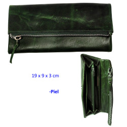 3T. Billetero señora Verde de piel
