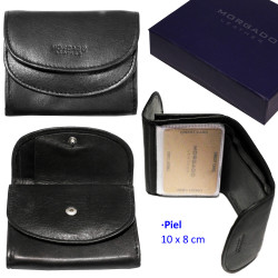 3T. Monedero Negro de piel