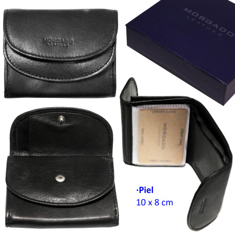 3T. Monedero Negro de piel