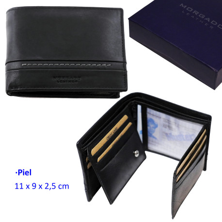 3T. Cartera Negro de piel