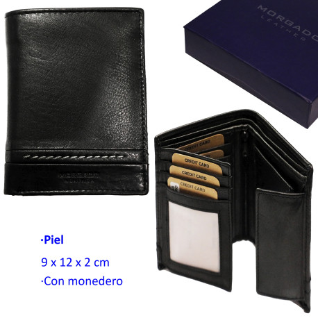 3T. Cartera Negro de piel