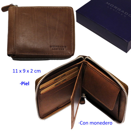 3T. Cartera con cremallera Cuero de piel