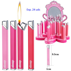 3T. Expositor con 24 encendedores piezo «Champ» Pink World