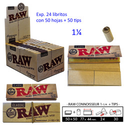 4T. «Raw» Connoisseur 1-1/4 + tips Expositor de 24 libritos de 50