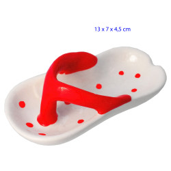 1T. Cenicero de mesa «chancla» blanca/roja
