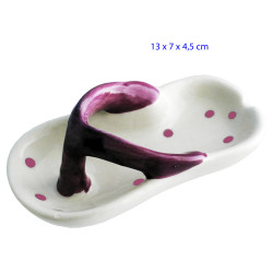 1T. Cenicero de mesa «chancla» blanca/morada