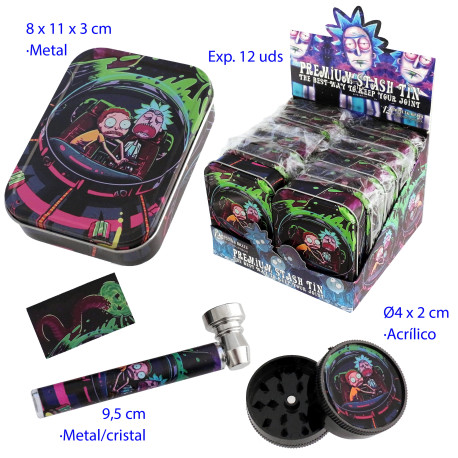 1T. Expositor 12 sets caja, pipa y grinder