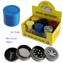 1T.  Ø 4 cm. Expositor con 12 Grinders metal 4 partes