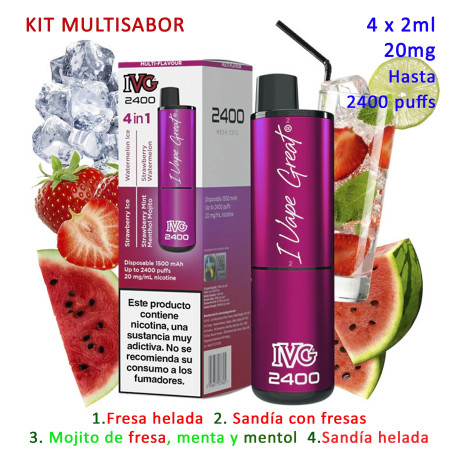 4T. Pink Edition 20 mg. «IVG 2400» Vaper desechable 4 en 1