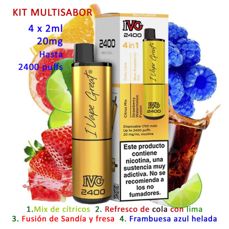 4T. Summer Edition 20 mg. «IVG 2400» Vaper desechable 4 en 1