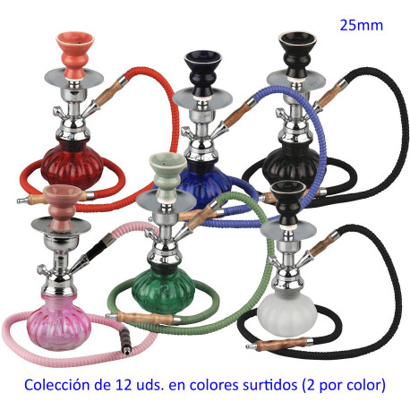 3T. 25 cm. Shisha «SINAI» de cristal con 1 manguera cajón con 12 unidades
