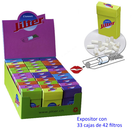 3T. Expositor con 33 cajas de 42 filtros «Jilter»