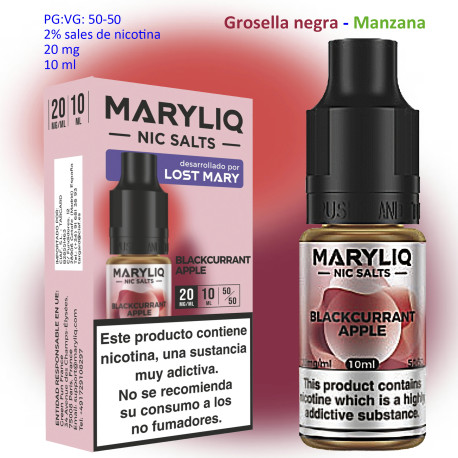 6T. 20 mg. Blackcurrant Apple «MARYLIQ» Sales de nicotina
