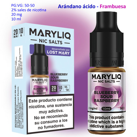 6T. 20 mg. Blueberry Sour Raspberry «MARYLIQ» Sales de nicotina